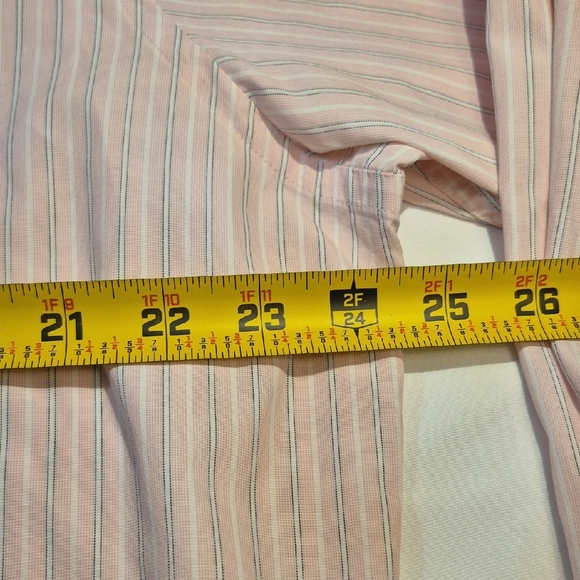 Saks Fifth Avenue Luxury Long Sleeve Pink and White Striped Mens Dress Shirt - Picture 7 of 11